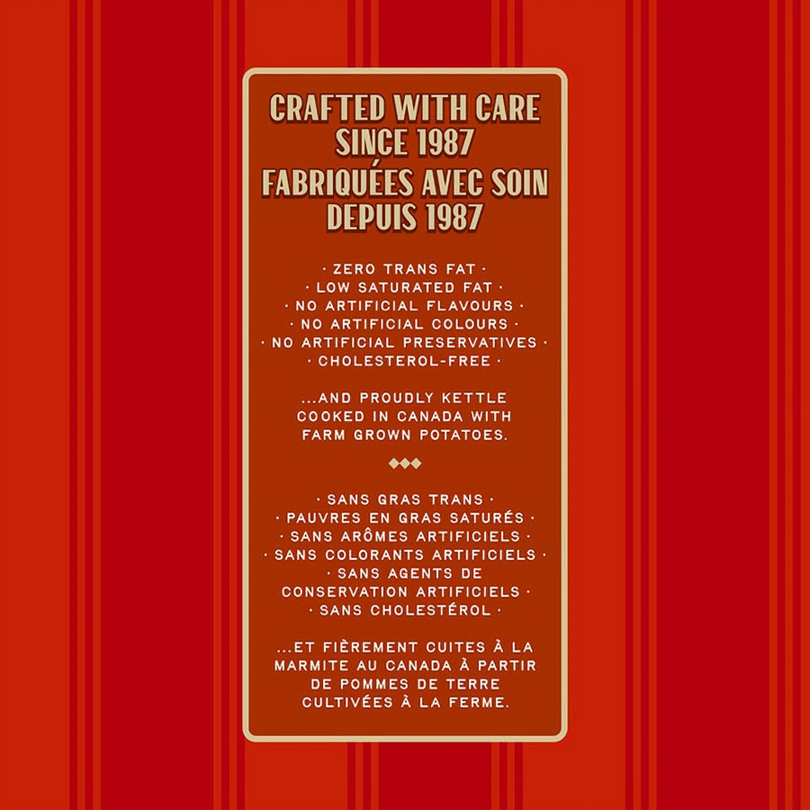 Product label on a red background with text about product features and origin.