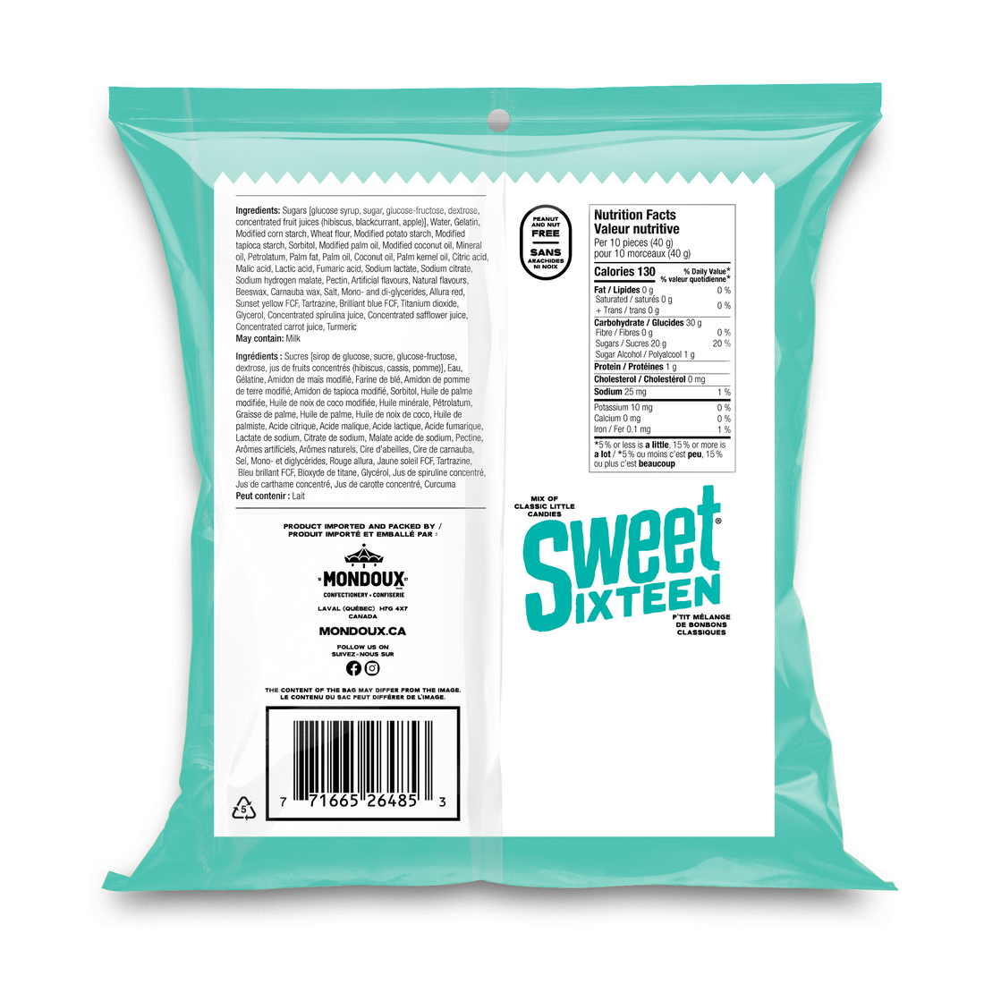 Mondoux Sweet Sixteen Original Gummy Candies, 185g/6.5 oz., {Imported from Canada}