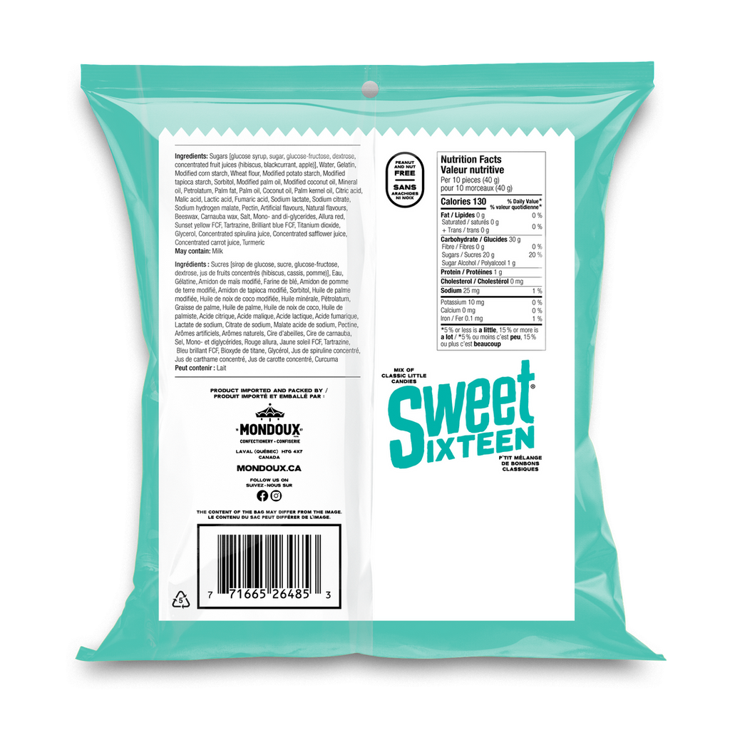 Mondoux Sweet Sixteen Original Gummy Candies, 185g/6.5 oz., {Imported from Canada}