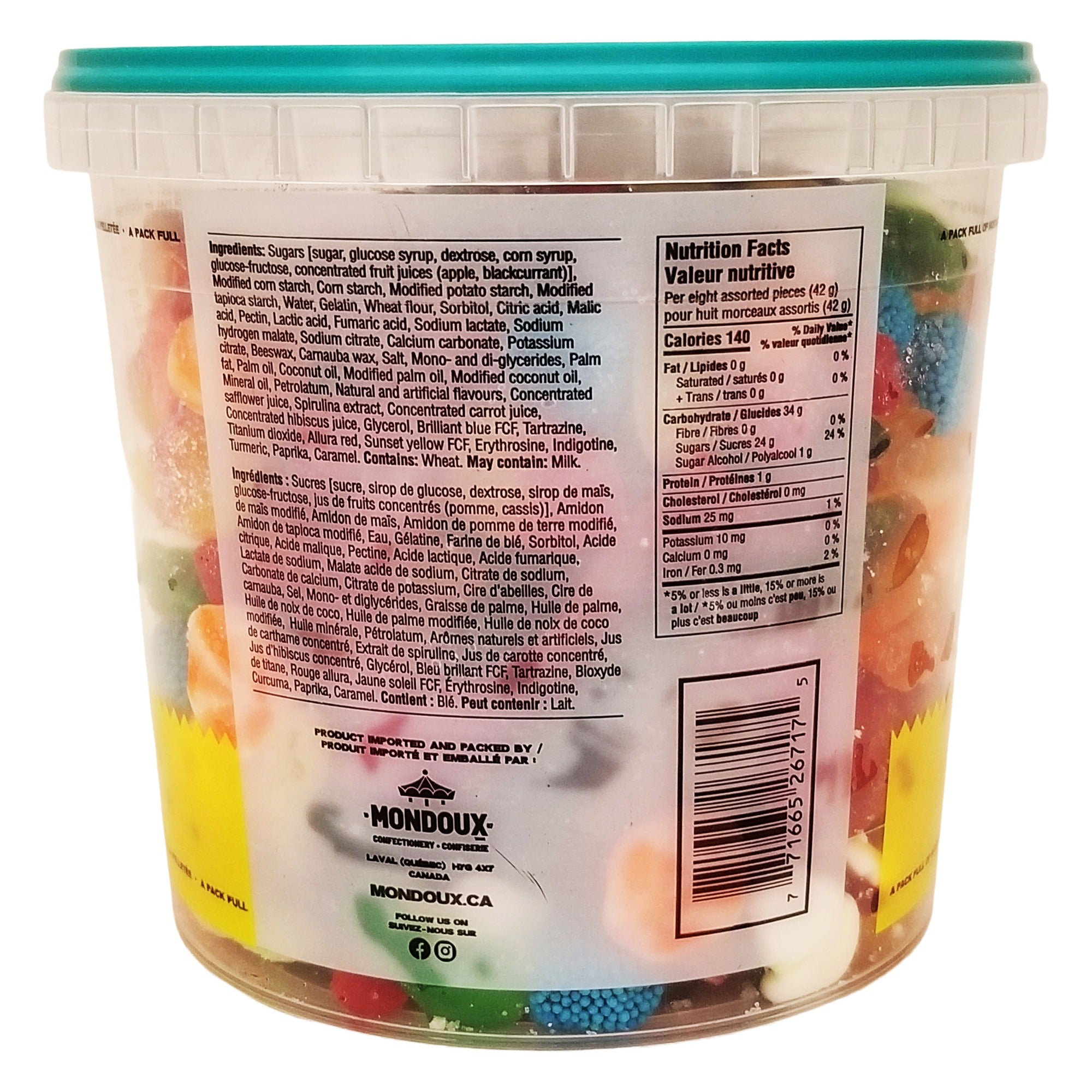 Mondoux Sweet Sixteen Original Gummy Candy Tub, 1.75 kg (62 oz)