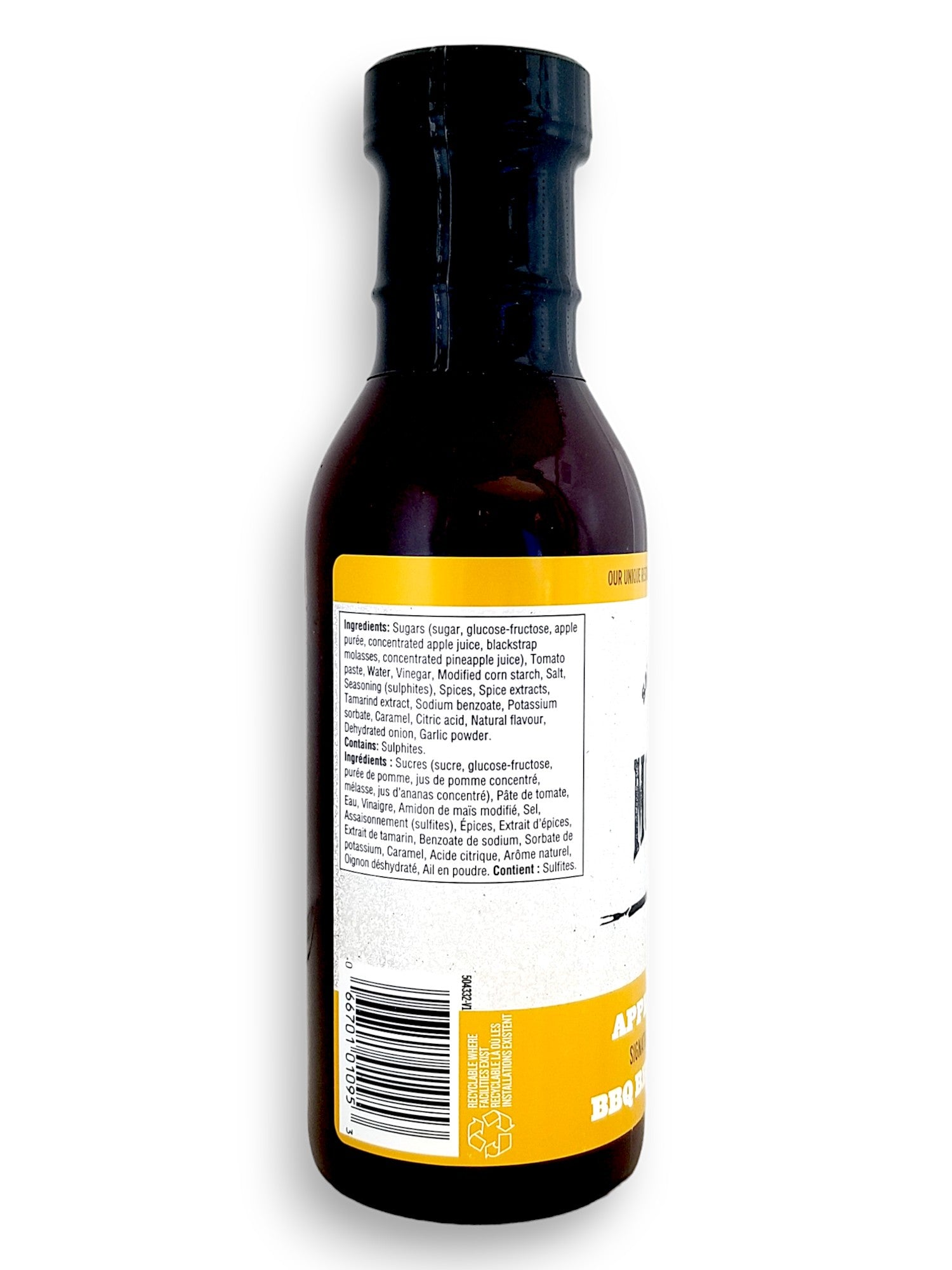 Montana's Apple Butter BBQ Sauce, side of bottle with upc