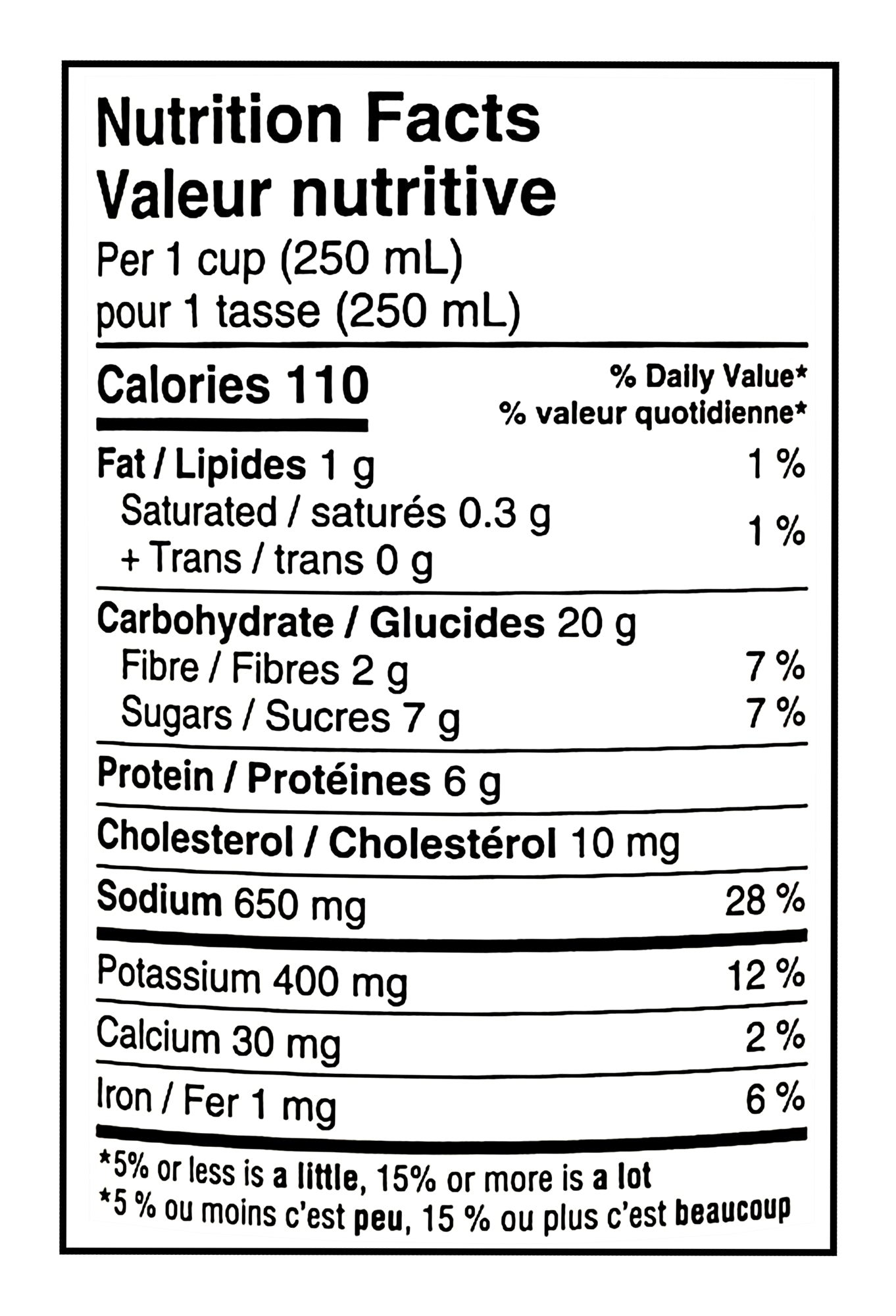 Nutrition facts label for Montana's BBQ & BAR Ribs Style Soup, Ready-To-Serve - 540mL per 1 cup (250 mL)