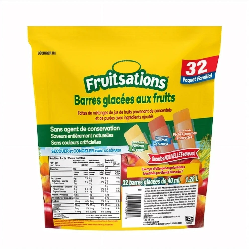 Mott's Fruitsations Juice Ice Bars, Fruit Flavors, 32 x 40ml, 1.28L/43 fl. oz