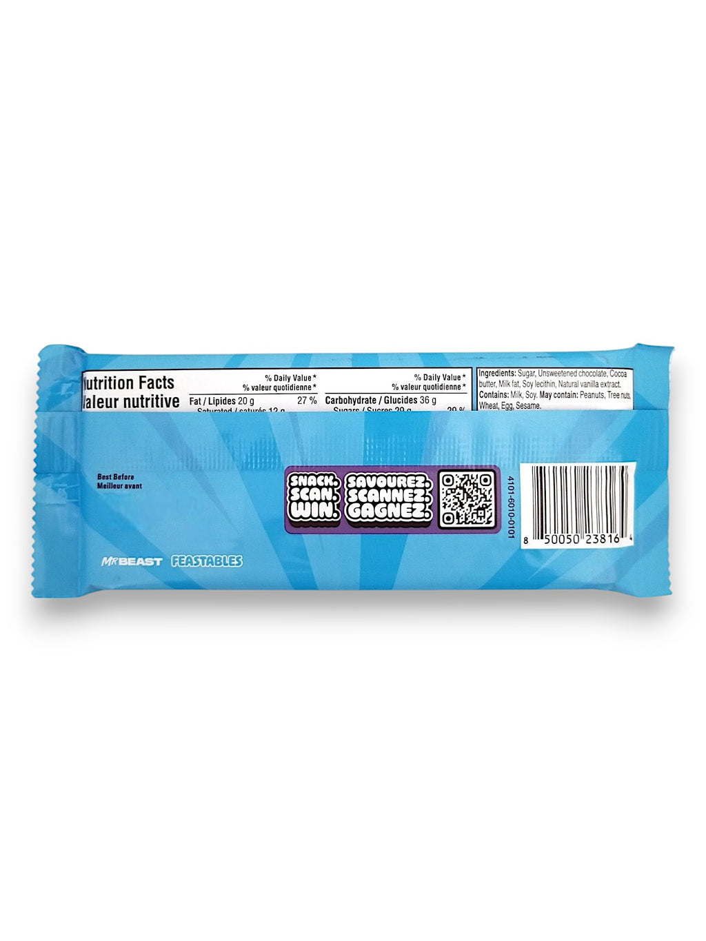 MR BEAST FEASTABLES Dark Chocolate Bar, 60g/2.1 oz. Bar - Back