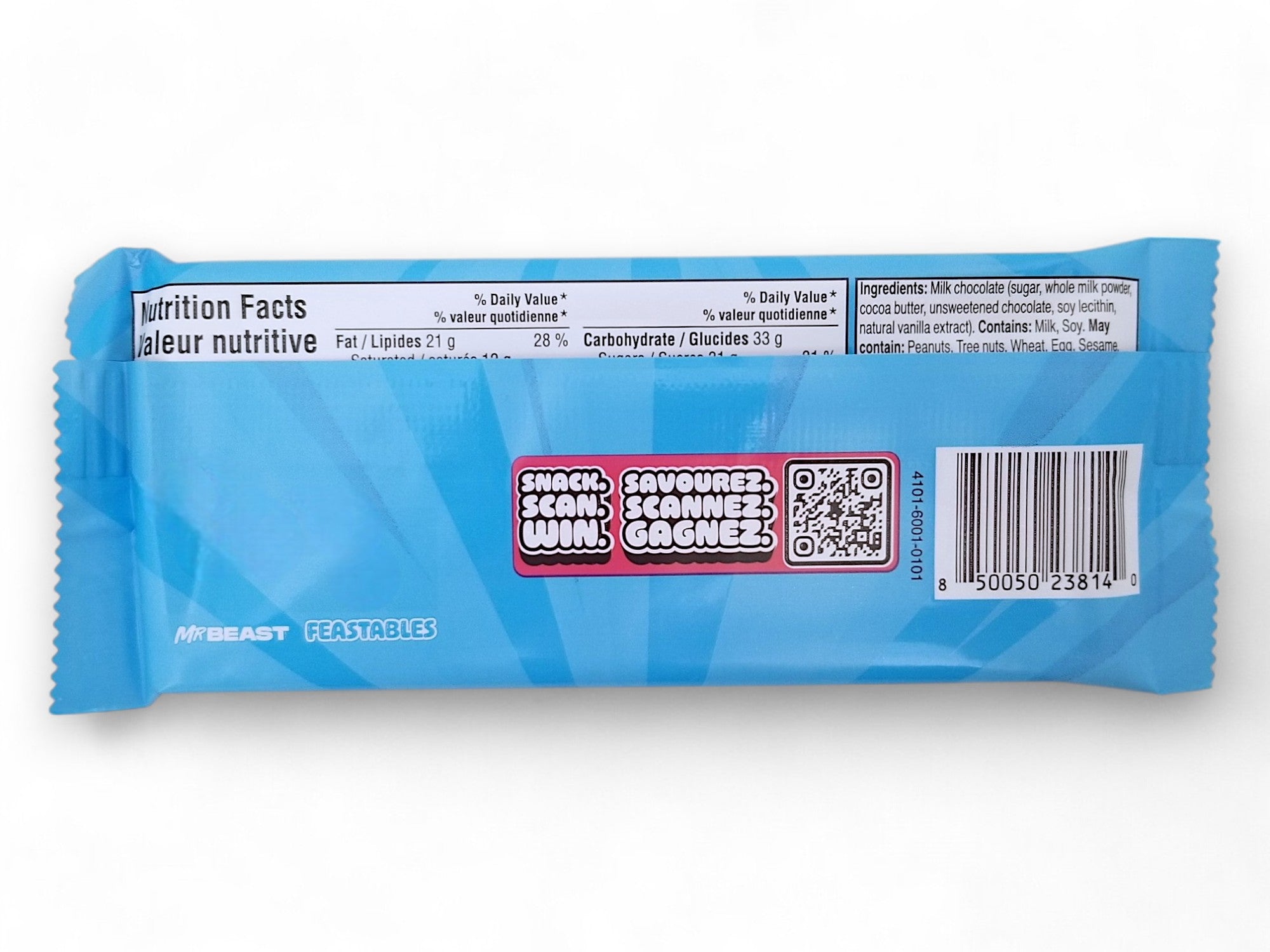 MR BEAST FEASTABLES Milk Chocolate Bar, 60g/2.1 oz. Bar - Back