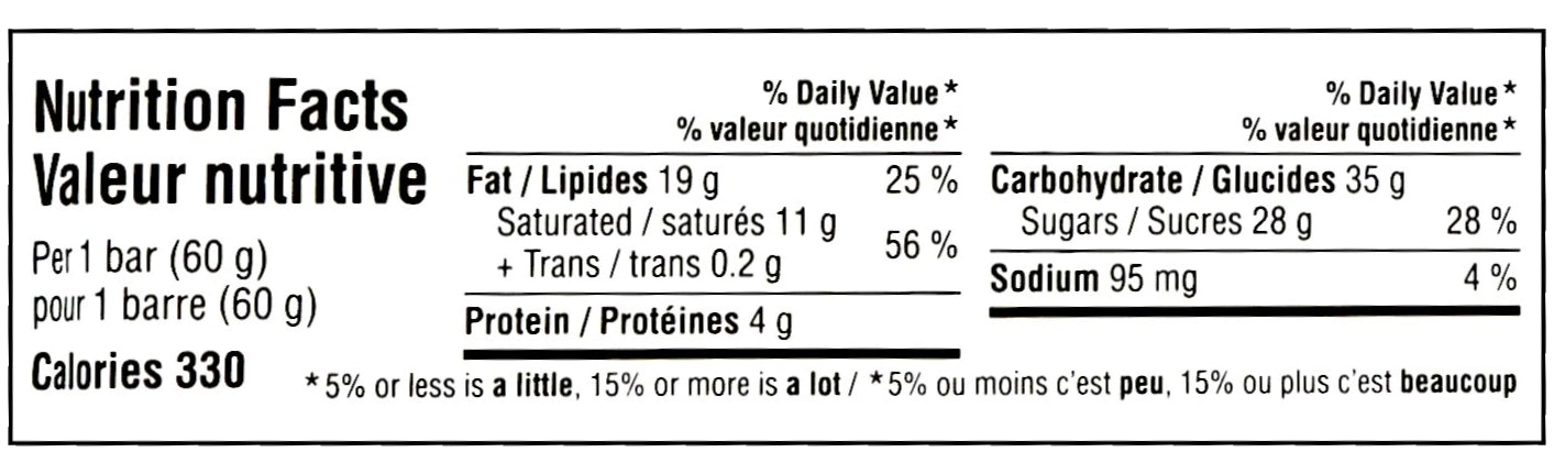 MR BEAST FEASTABLES Milk Crunch Chocolate Bar, 60g/2.1 oz. Bar - Nutrition Facts Label