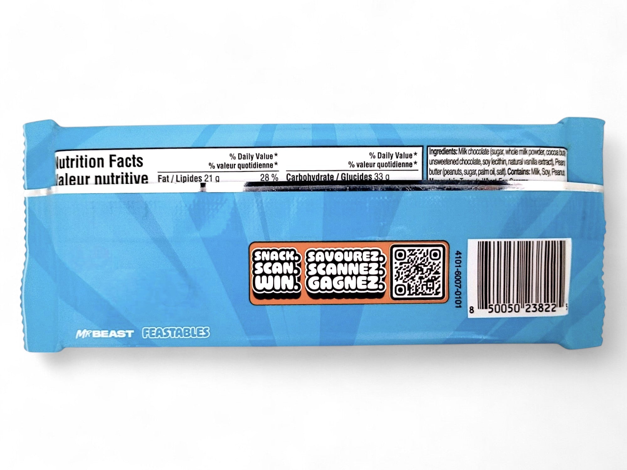 MR BEAST FEASTABLES Peanut Butter Milk Chocolate Bar, 60g/2.1 oz. Bar - Back