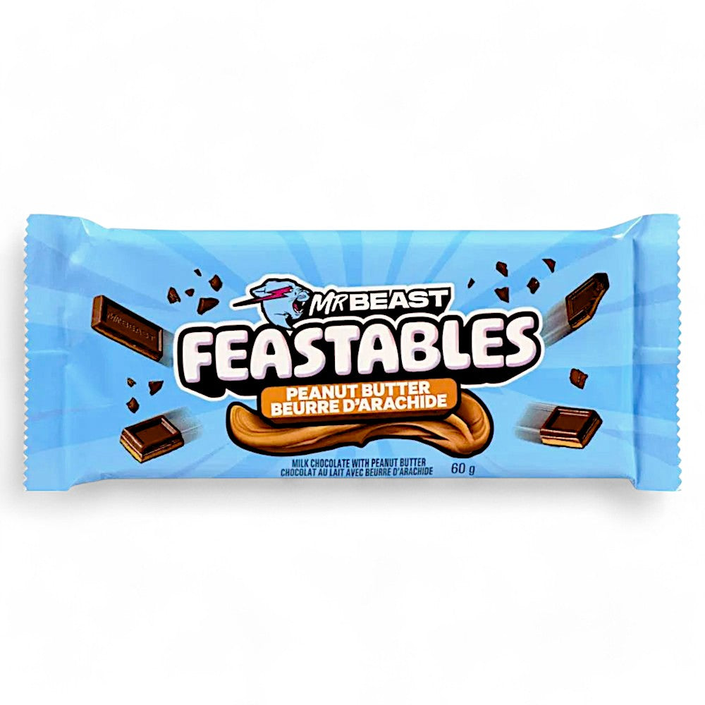 MR BEAST FEASTABLES Peanut Butter Milk Chocolate Bar, 60g/2.1 oz. Bar - Front