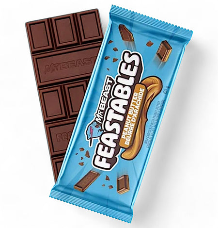 MR BEAST FEASTABLES Peanut Butter Milk Chocolate Bar, 60g/2.1 oz. Bar - Front