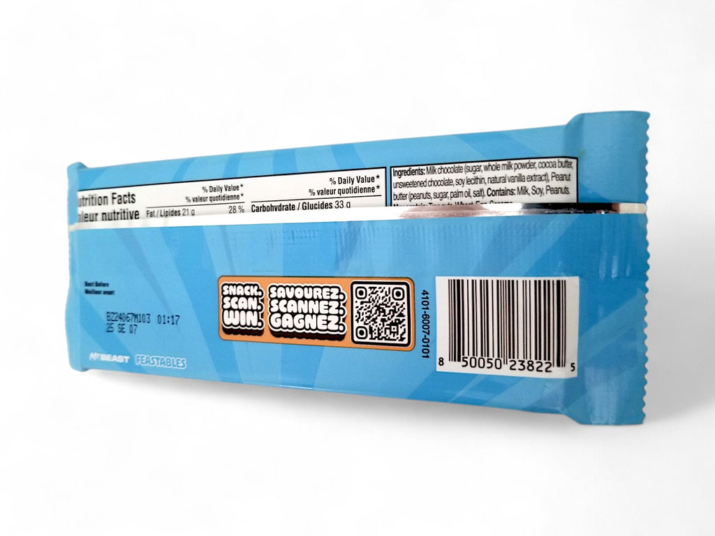 MR BEAST FEASTABLES Peanut Butter Milk Chocolate Bar, 60g/2.1 oz. Bar - Back