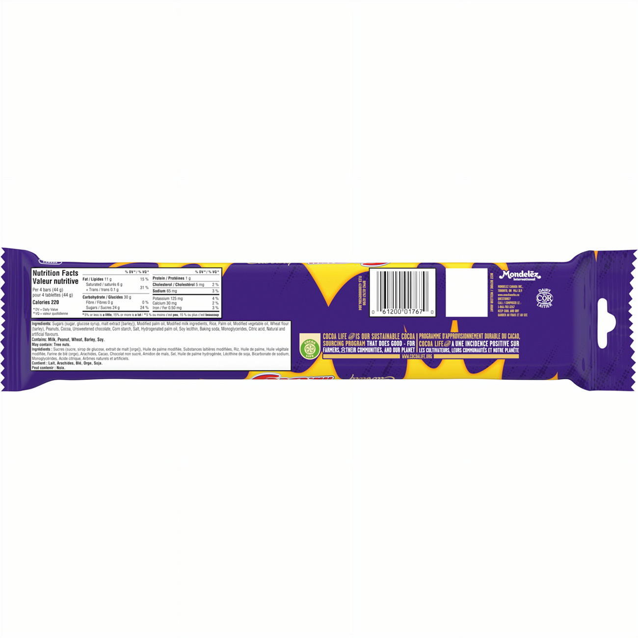 Cadbury Mr. Big Original Snack Size Chocolate Bars, (Pack of 8x11g), 88g/3.1 oz - Back