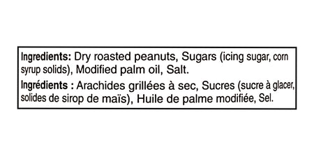 Ingredients list for No Name Dark Roast Smooth Peanut Butter - 1kg on a white background