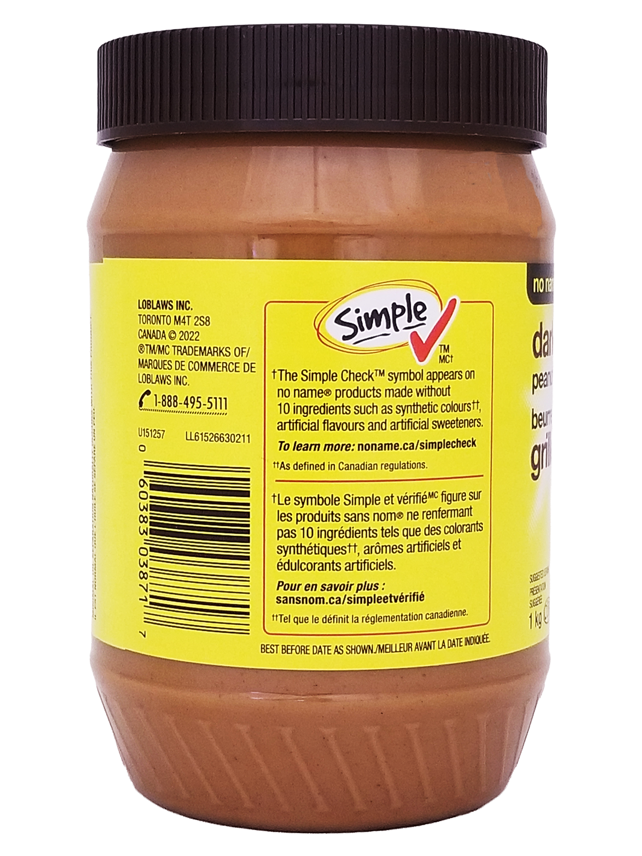 No Name Dark Roast Smooth Peanut Butter - 1kg/35.2 oz