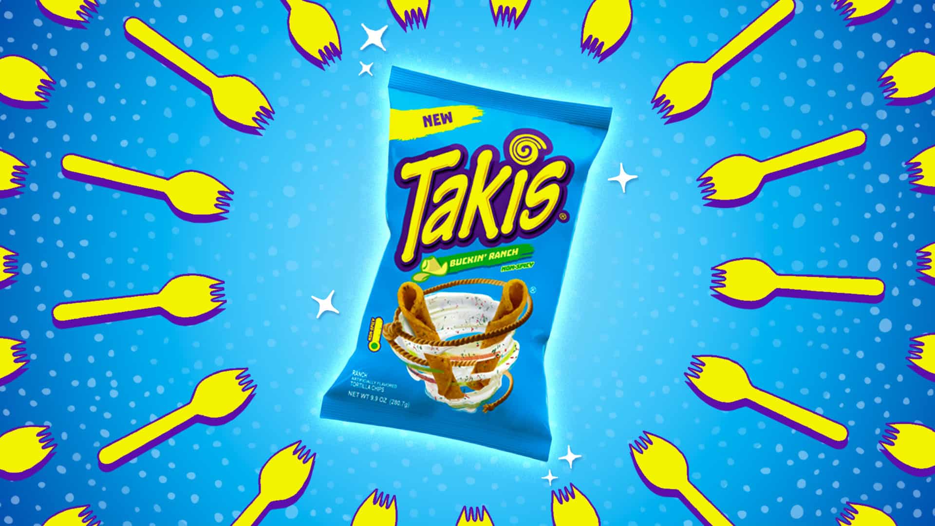 Takis Buckin' Ranch Non-Spicy Rolled Tortilla Chips, 260g/9.1 oz - Front