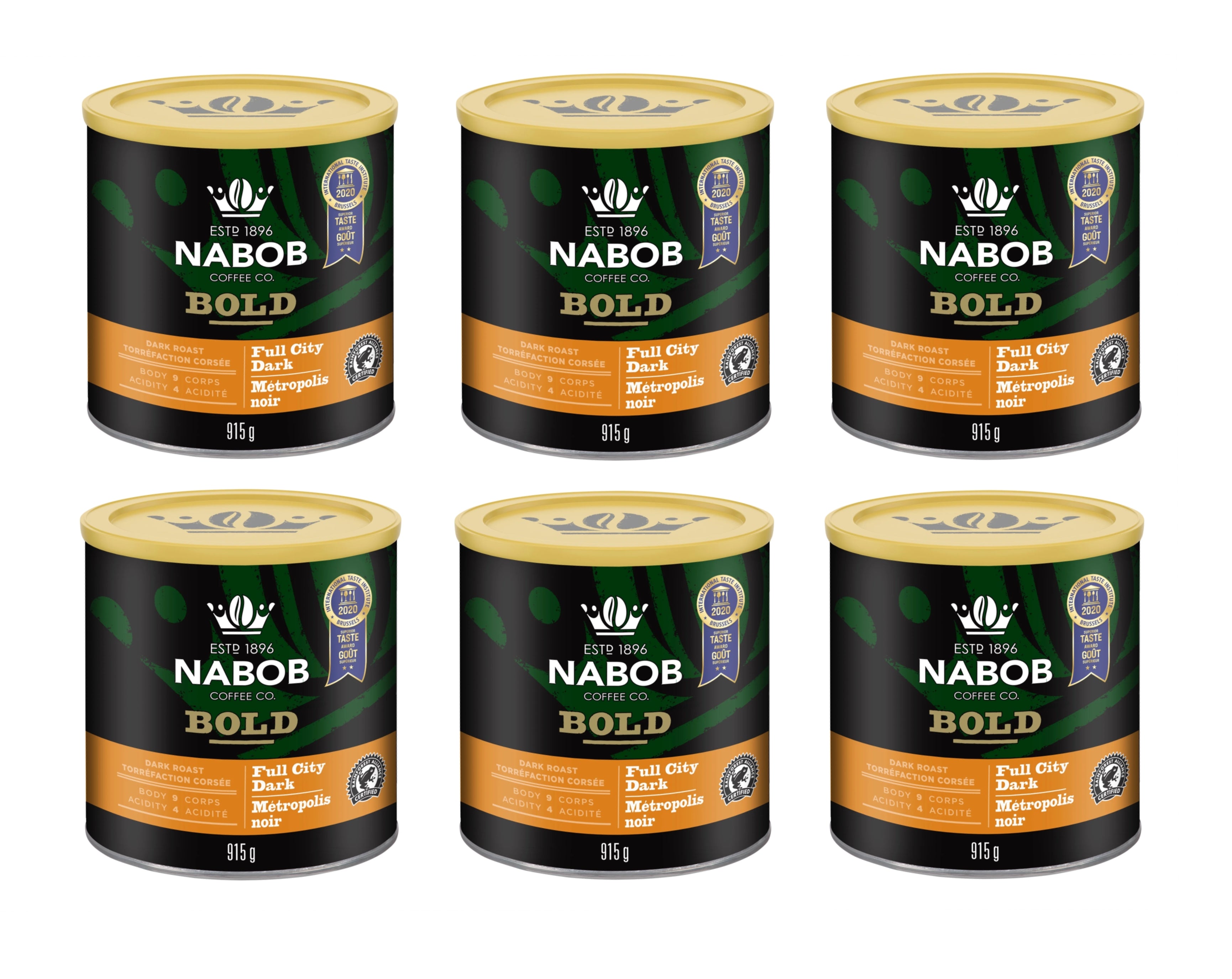 Nabob Full City Dark Ground Coffee, 915g/32 oz., Tin 6pk