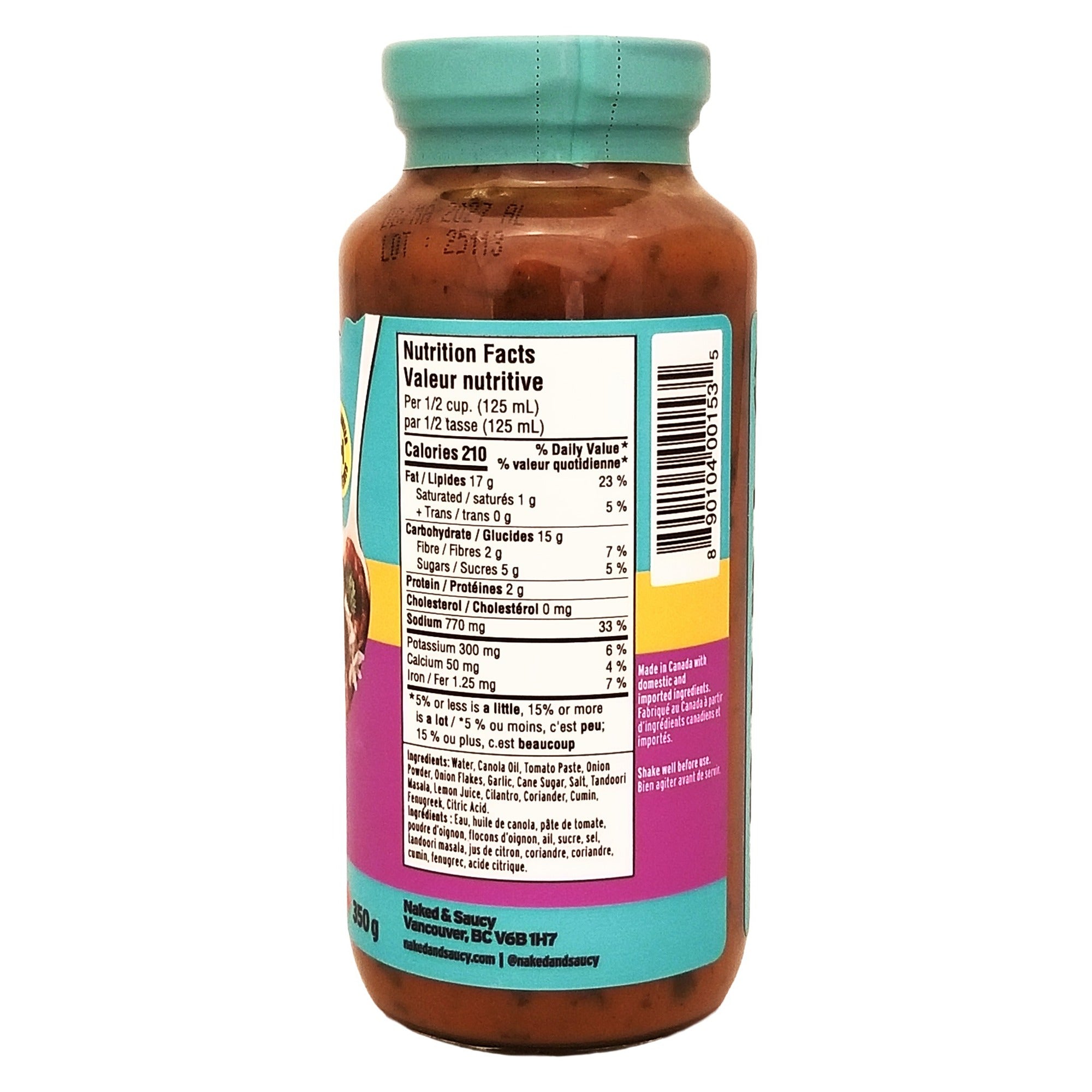 Naked & Saucy Mom's Indian Curry Simmer Sauce 350 g (12.3 oz)