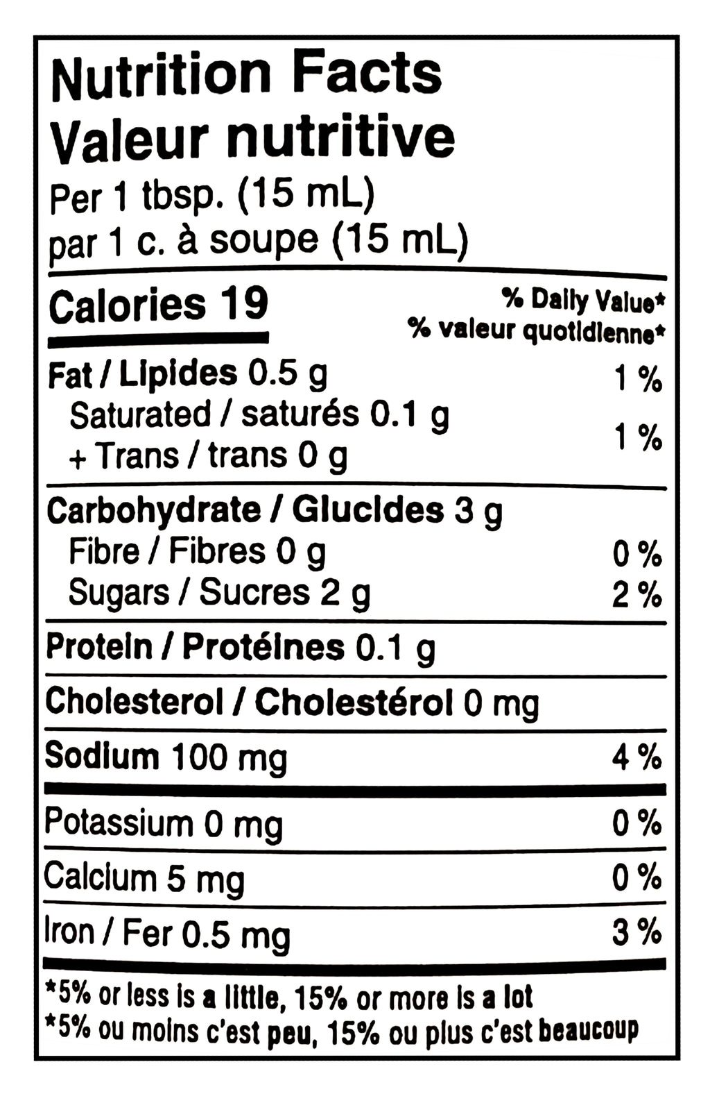 Nutrition facts label for Naked & Saucy Teriyaki Sesame Ginger Sauce & Dressing, 296ml/10.4 fl oz per 15 ml serving