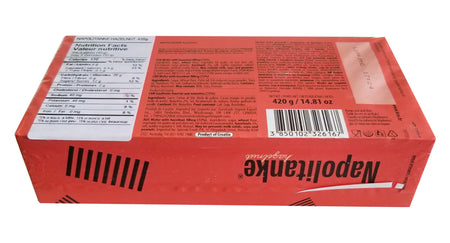 Napolitanke Hazelnut Wafers, 420g/14.8 oz. Box Back Side