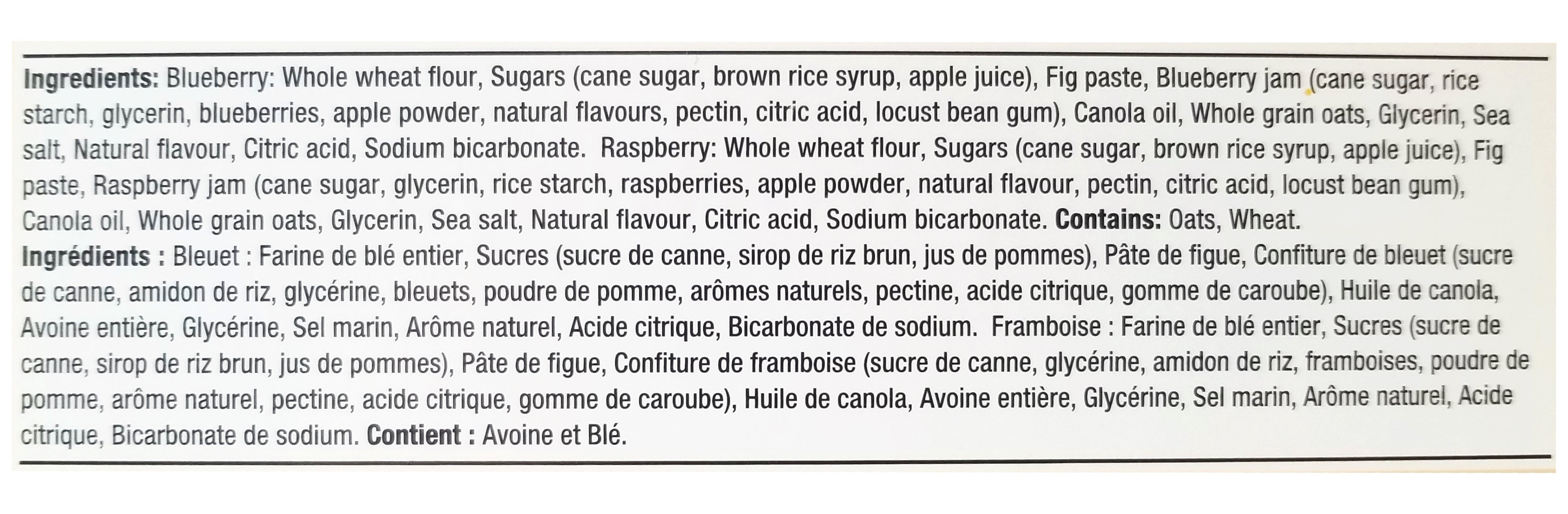 Nature's Bakery Fug Bars, ingredients label