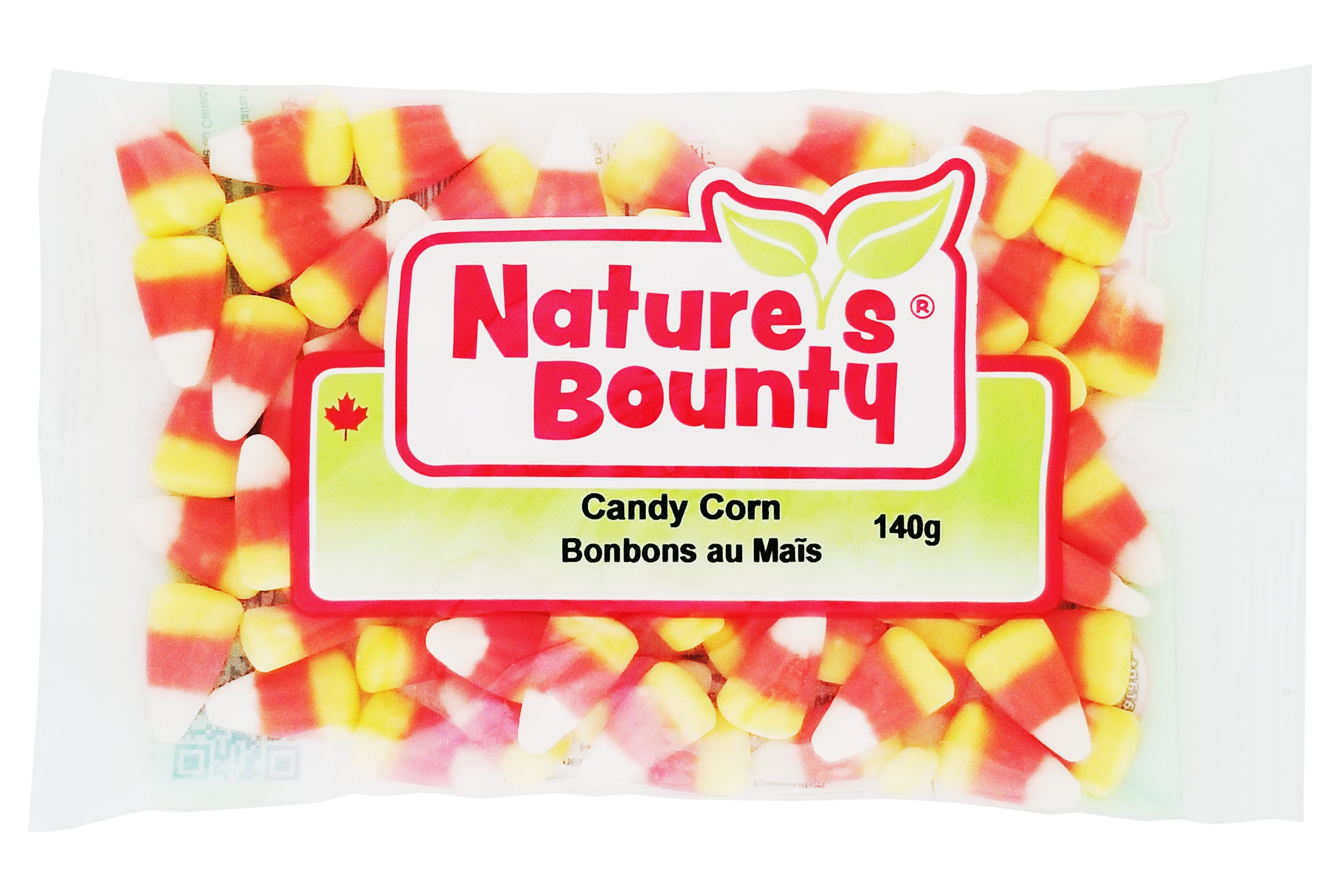 Packaged candy corn with Nature's Bounty logo on a white background