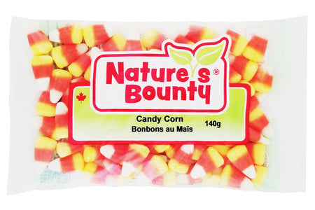 Packaged candy corn with Nature's Bounty logo on a white background