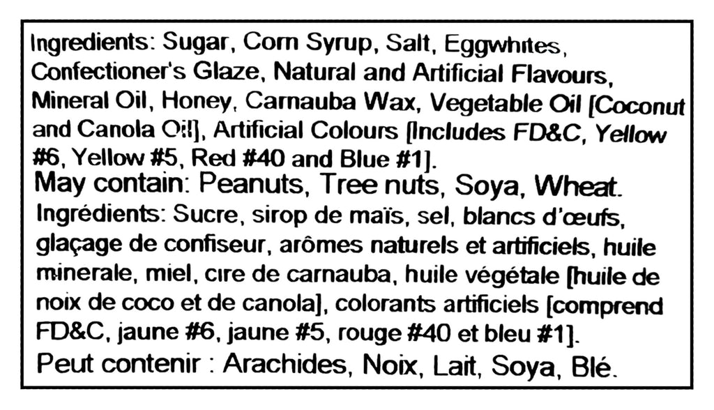 List of ingredients for Nature's Bounty Candy Corn, 150g/5.3 oz with a black border