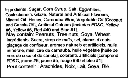 Ingredients label of Nature's Bounty Candy Corn, 150g/5.3 oz, Bag