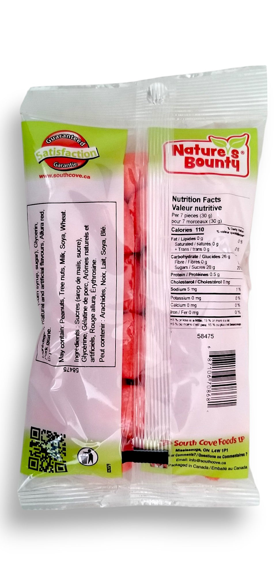 Nature's Bounty Strawberry Marshmallows Candy, 100g/3.5 oz. - Back
