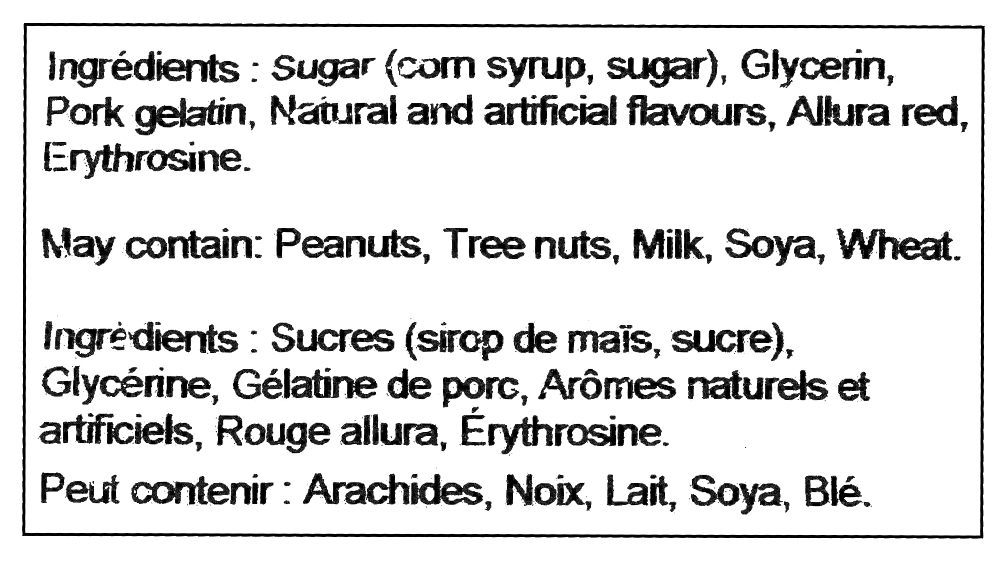 Nature's Bounty Strawberry Marshmallows Candy, 100g/3.5 oz. - Ingredients Label