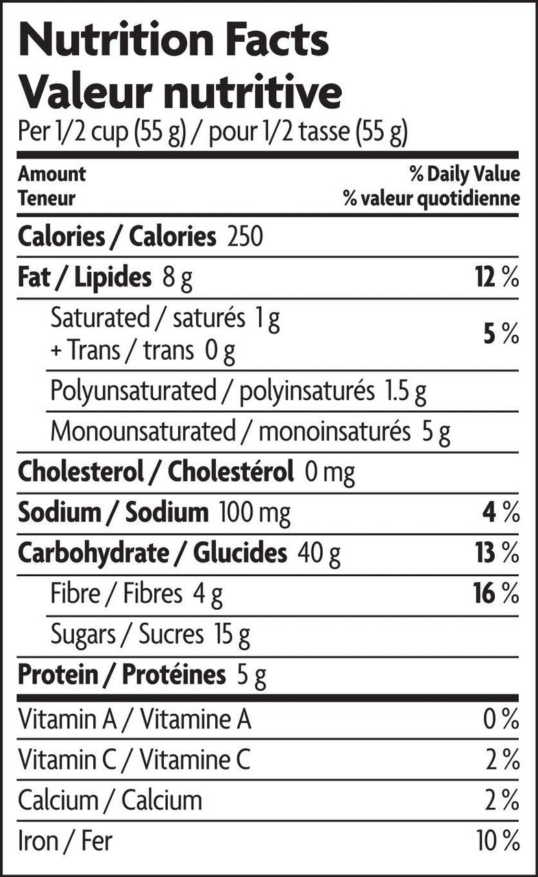 Nature's Path Organic Summer Berries with Yogurt Chunks Granola, 312g/10.9 oz. Bag Nutrition Facts