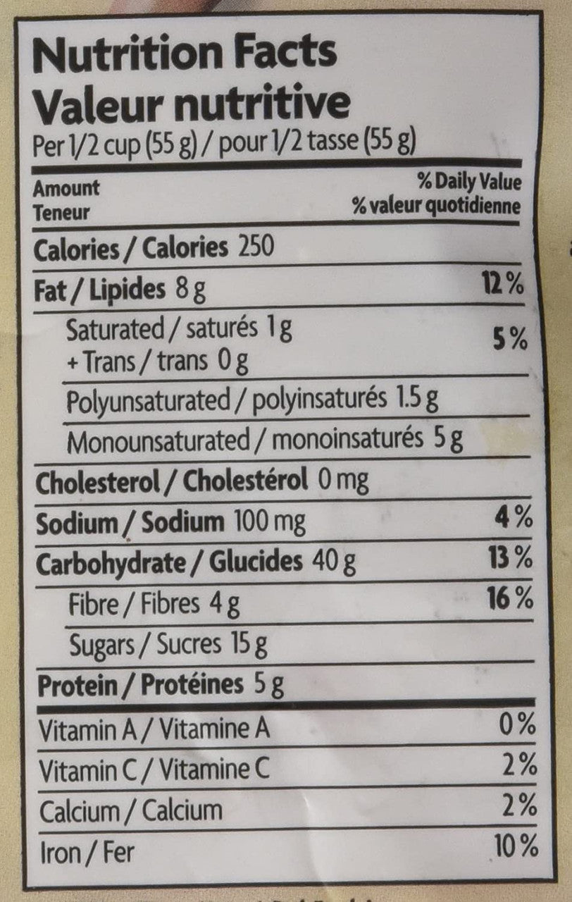 Nature's Path Organic Summer Berries with Yogurt Chunks Granola, 312g/10.9 oz. Bag Nutrition Facts Label