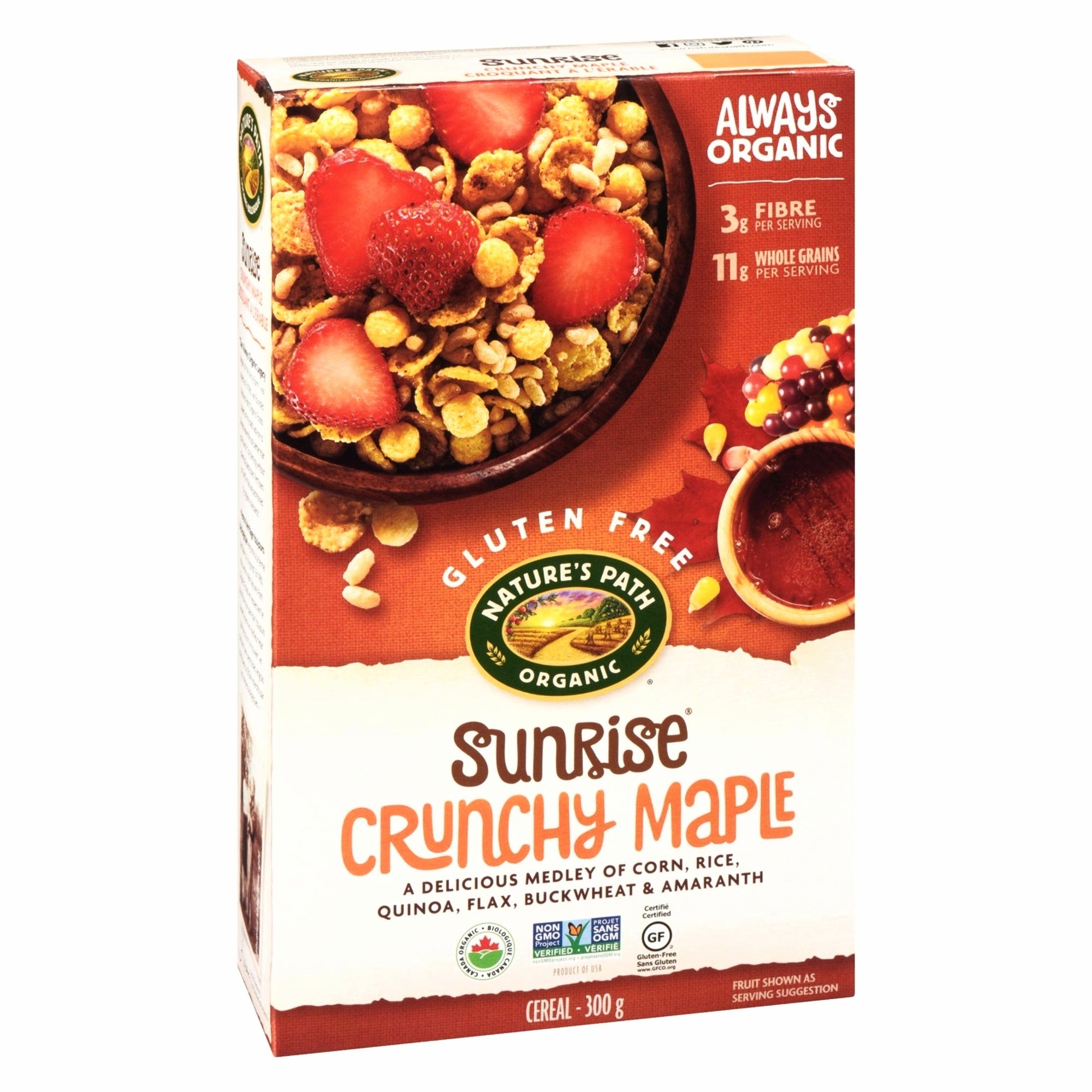 Nature’s Path Organic Sunrise Crunchy Maple Cereal 300 g (10.5 oz), angled package view