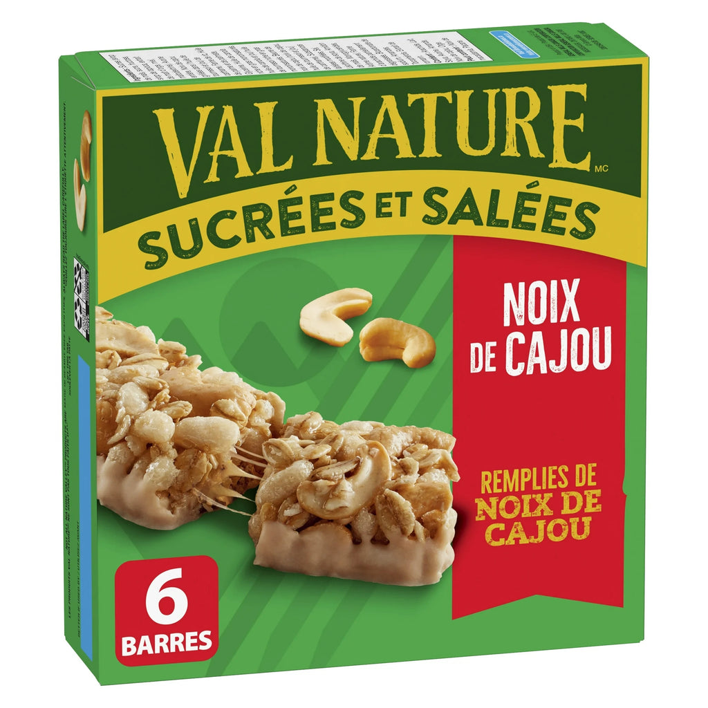 Box of Nature Valley Sweet and Salty Cashew - 192g with cashew nuts on a green background