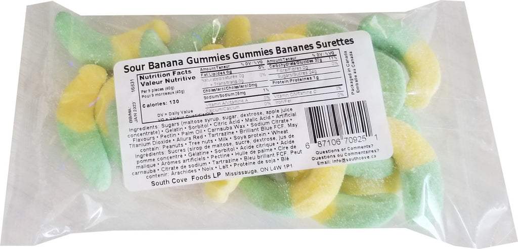 Nature's Bounty Sour Banana Gummies Candy Bag, 100g/3.5oz, (Imported from Canada)