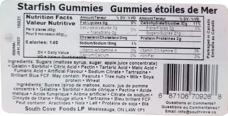Nature's Bounty Starfish Gummies Candy Bag, 100g/3.5oz, (Imported from Canada)