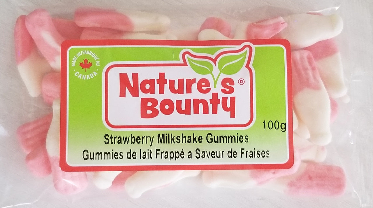 Nature's Bounty Strawberry Milkshake Gummies Candy Bag, 100g/3.5oz, (Imported from Canada)