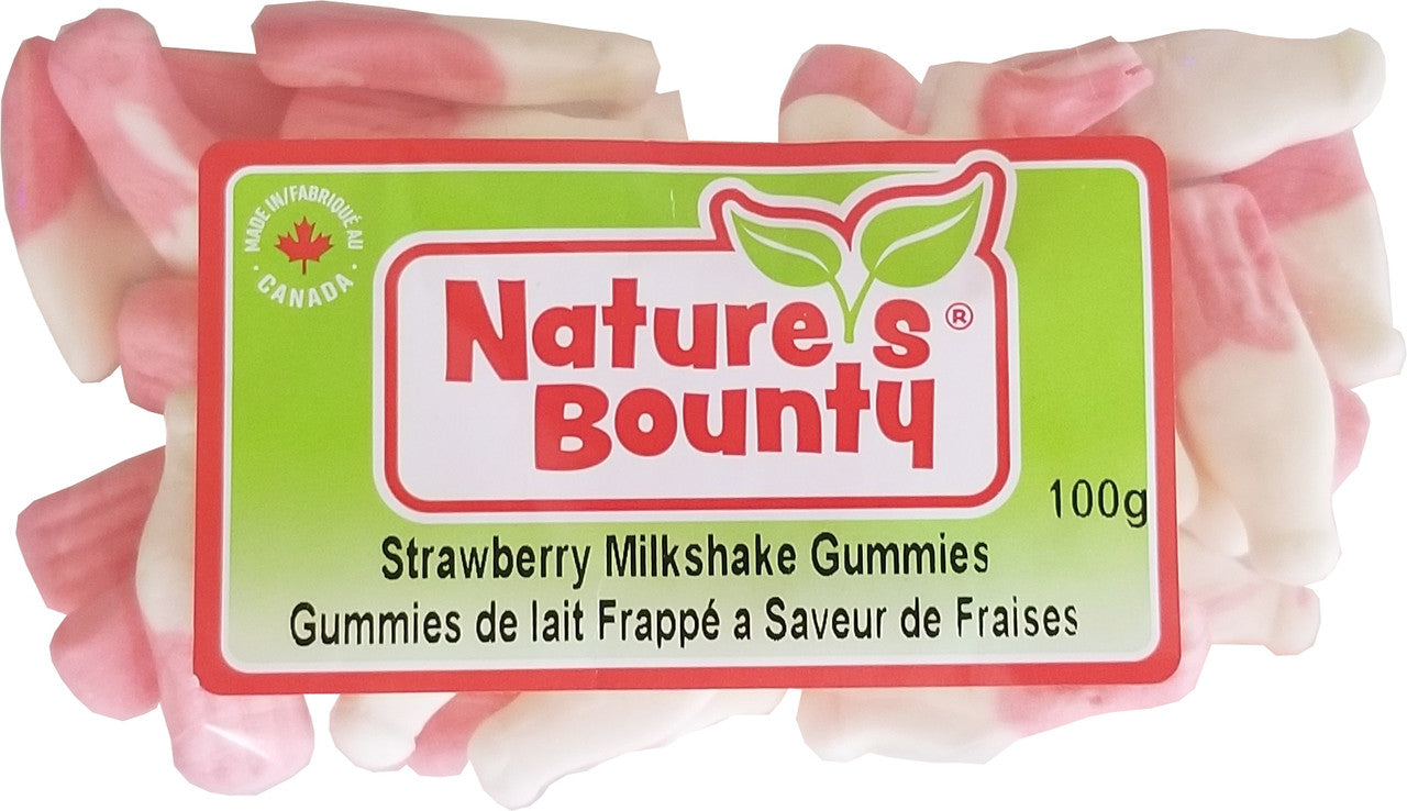 Nature's Bounty Strawberry Milkshake Gummies Candy Bag, 100g/3.5oz, (Imported from Canada)