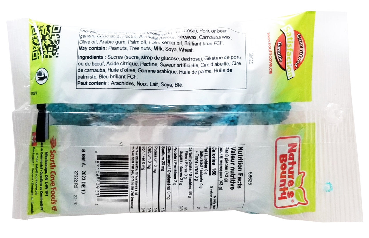 Nature's Bounty Gummy Blue Raspberries Candy Bag, 140g/4.9 oz., {Imported from Canada}