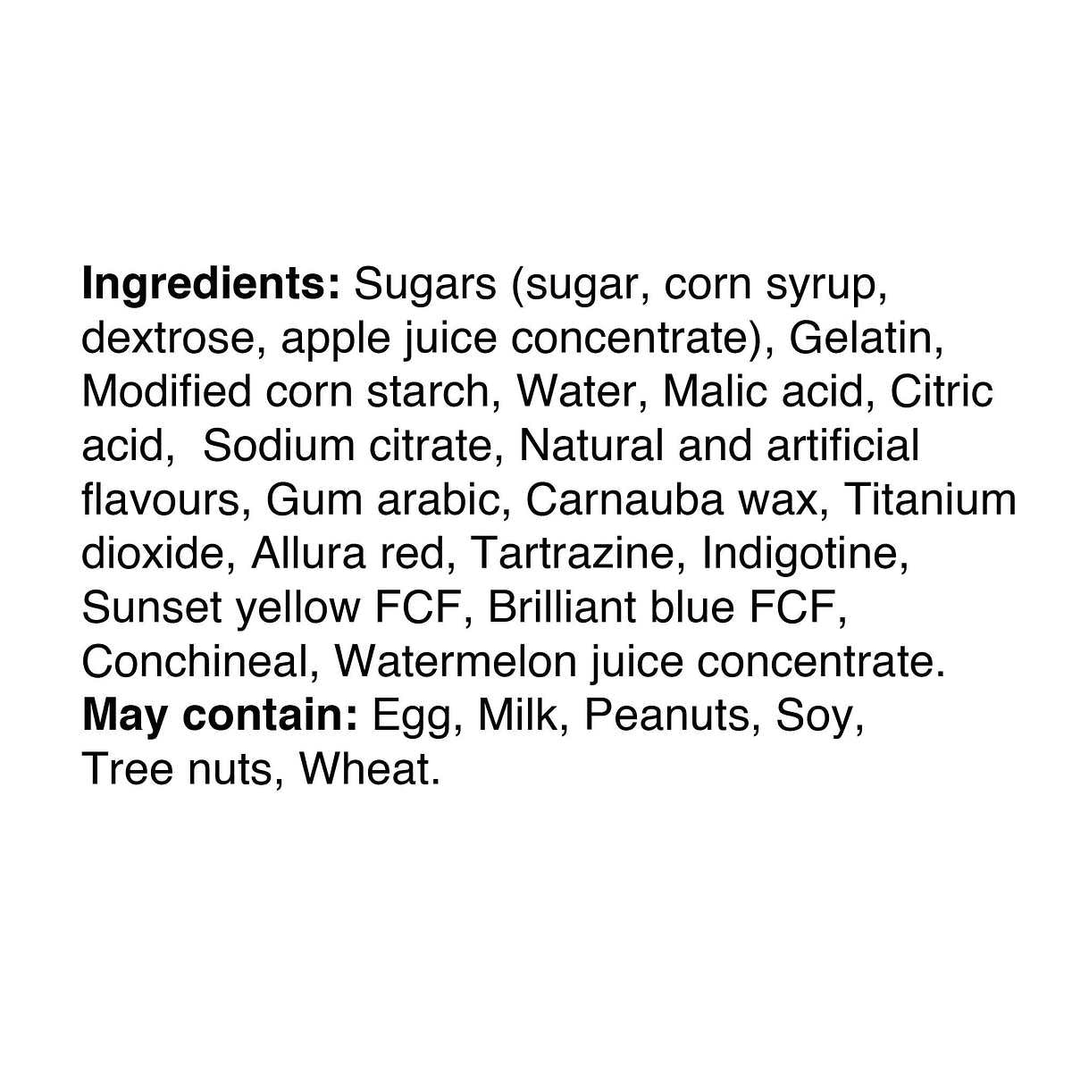 Nerds Gummy Clusters, 142g/5 oz. Bag Ingredients