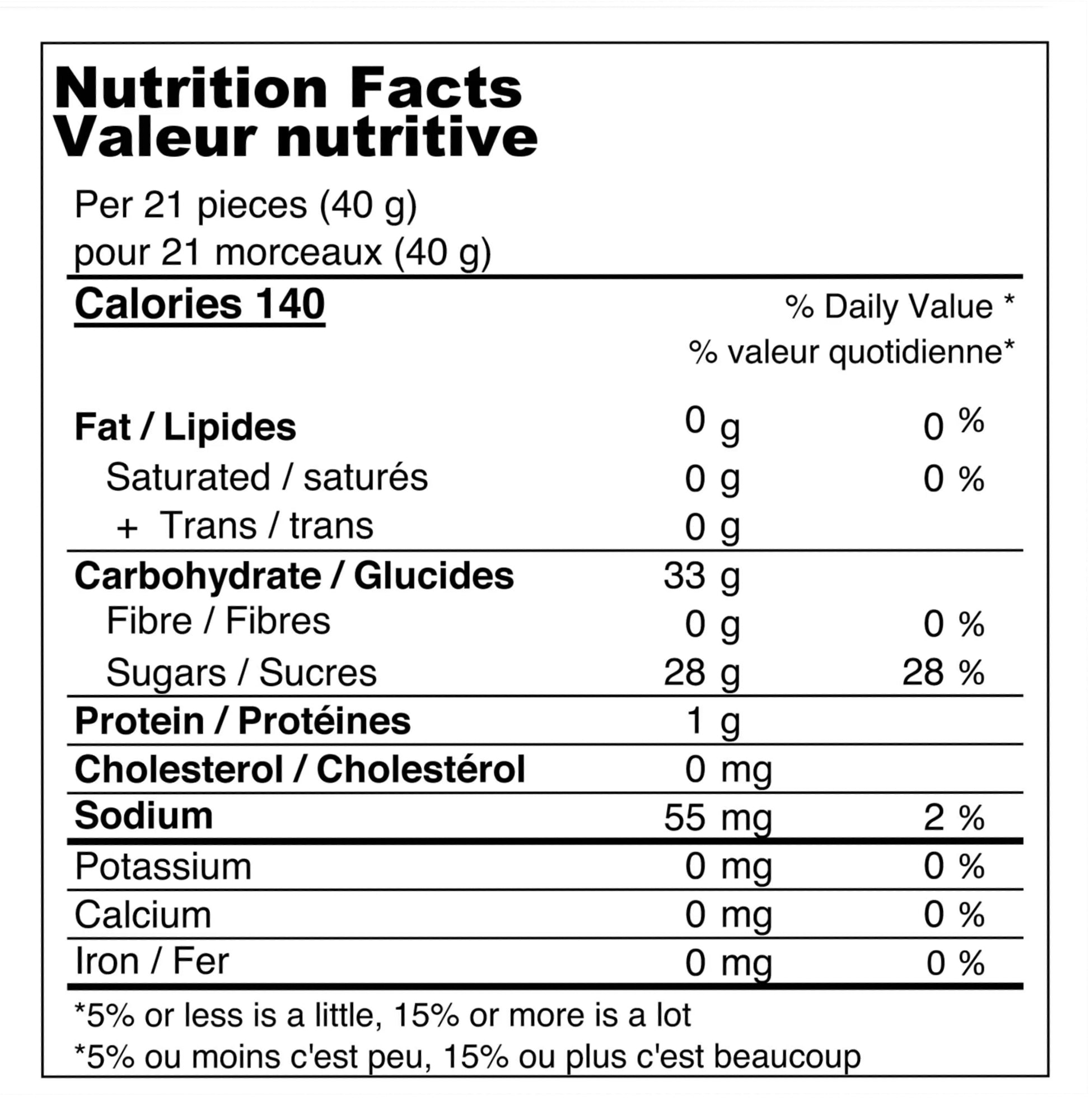 Nerds Gummy Clusters Berry 10-pack nutrition facts panel