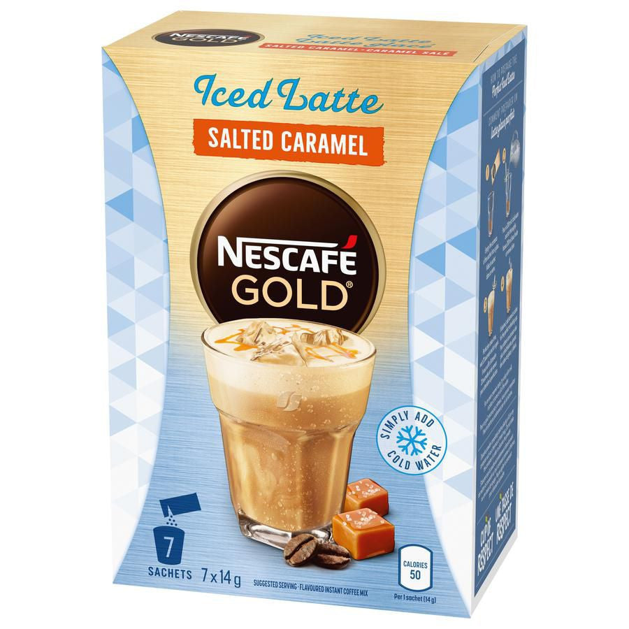 Nescafé Iced Latte Salted Caramel Instant Coffee Sachets - 7ct x 14g Right side of the box