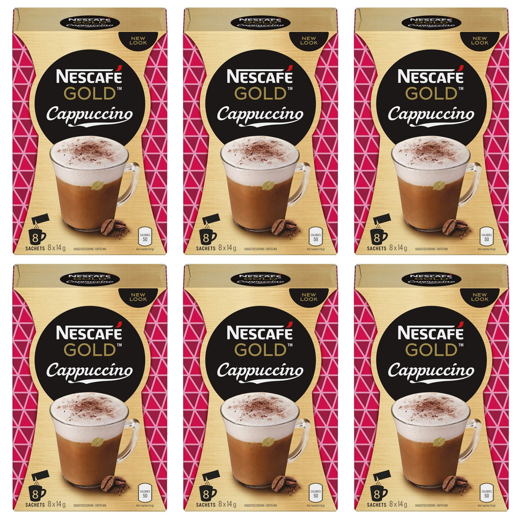 NESCAFE Cappuccino, Instant Coffee Sachets, 8x14g (Pack of 6, 48 Cups)