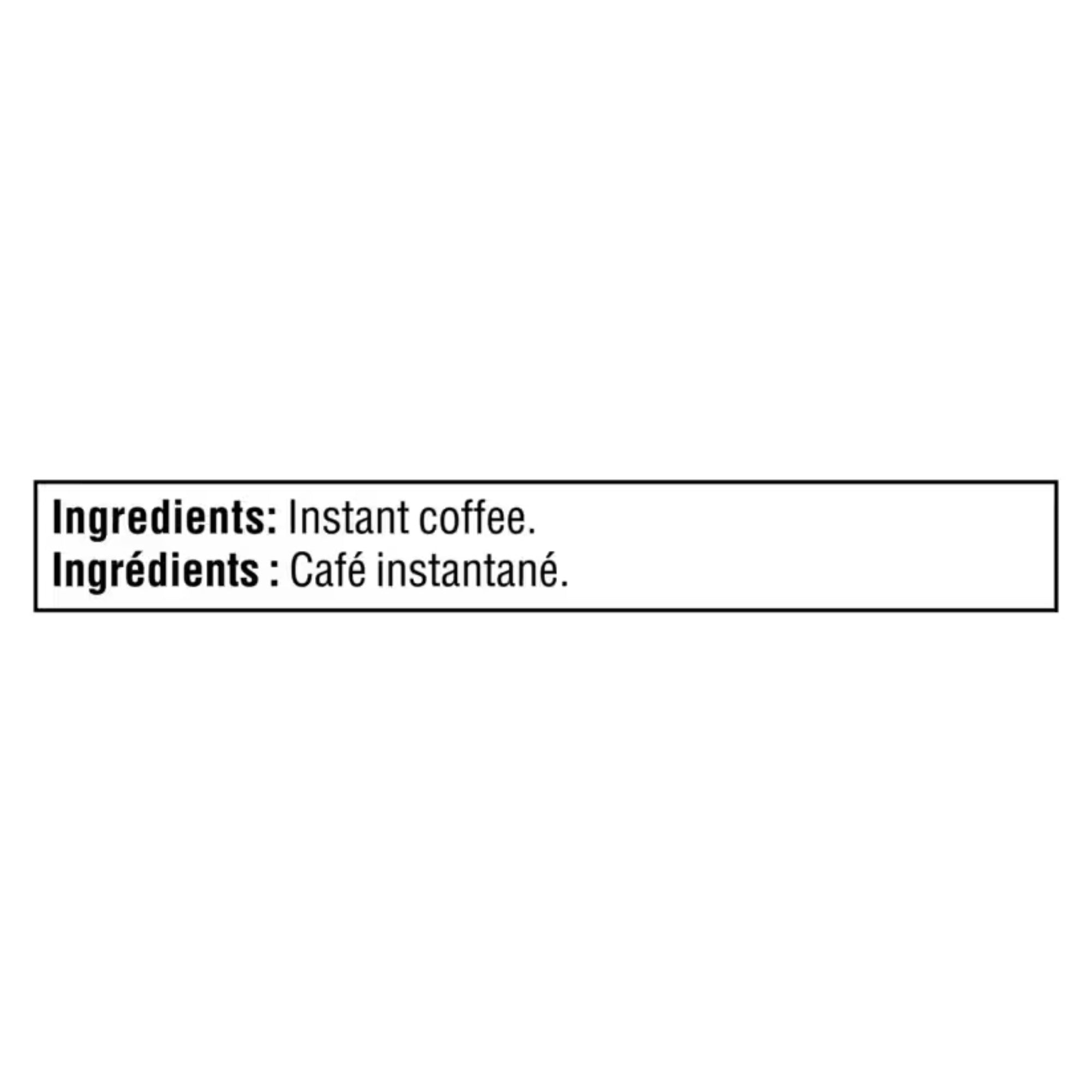Nescafe Gold Espresso Original bilingual ingredients label listing instant coffee.
