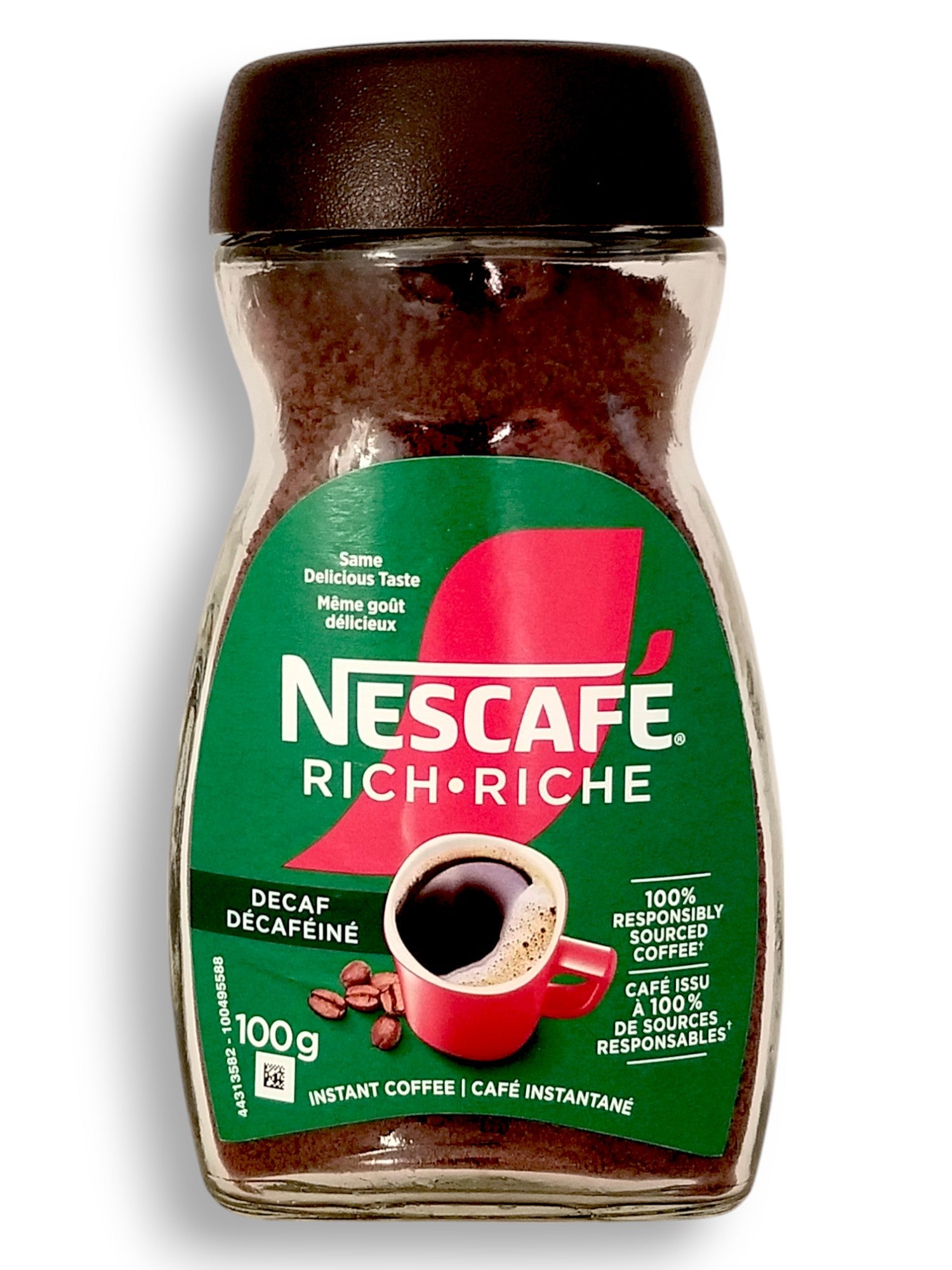 NESCAFE RICH Decaffeinated, Instant Coffee, 100g/3.5oz - Front Of Jar