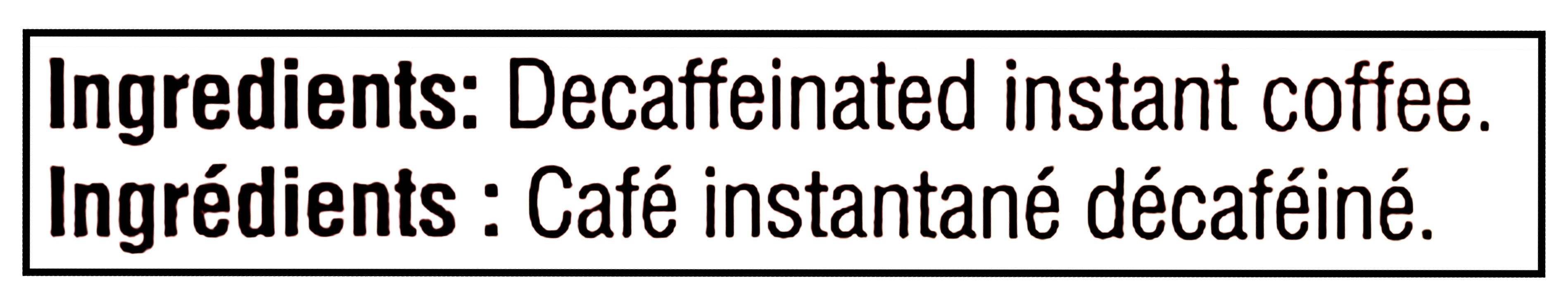 NESCAFE RICH Decaffeinated, Instant Coffee, 100g/3.5oz - Ingredients Label