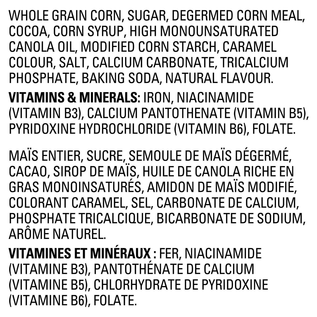 Nesquik Chocolatey Cereal, 600g/21.2 oz., Box Ingredients
