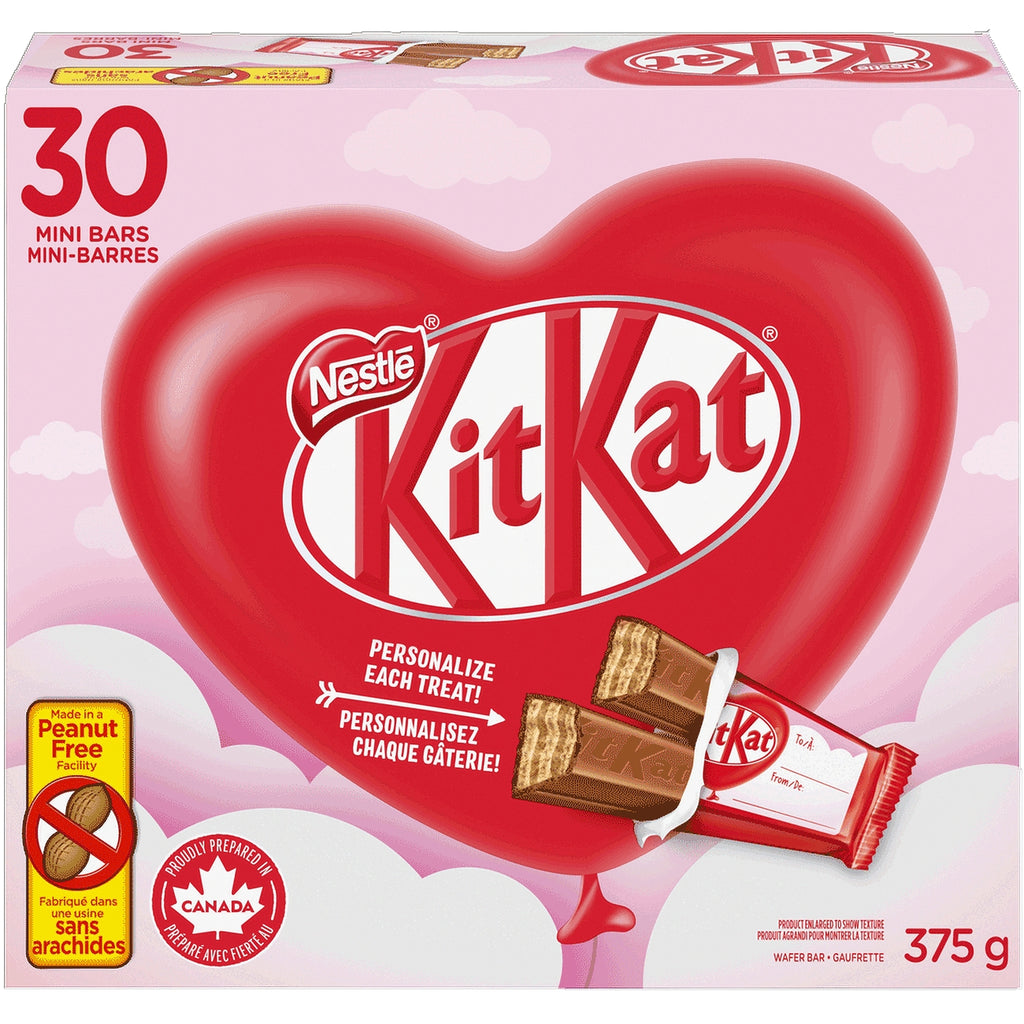 Nestle KitKat Valentine's Day Milk Chocolate Mini Bars, 30ct., 354g/12.5 oz. - Front Of Box