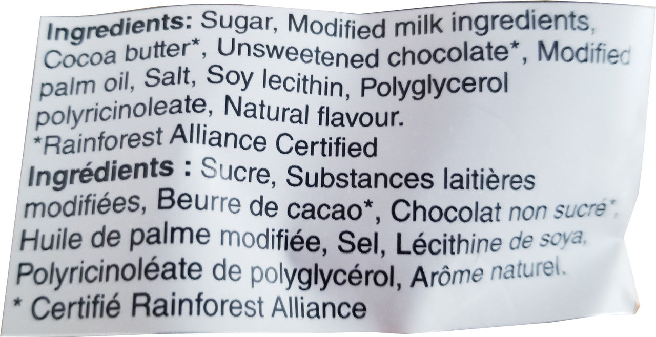 Nestle Aero Salted Caramel Fudge Mini's, 135g/4.8oz., Pouch Ingredients