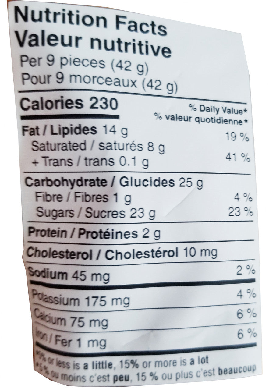 Nestle Aero Salted Caramel Fudge Mini's, 135g/4.8oz., Pouch Nutrition Facts