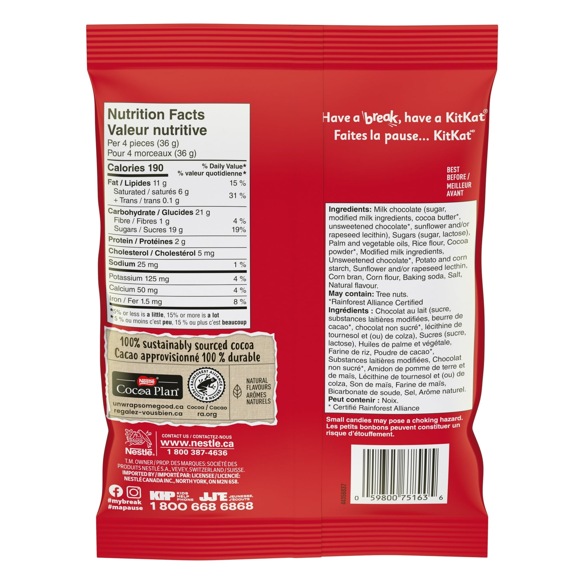 Nestle KitKat Hide Me Eggs 153g/5.4oz Bag Back Side